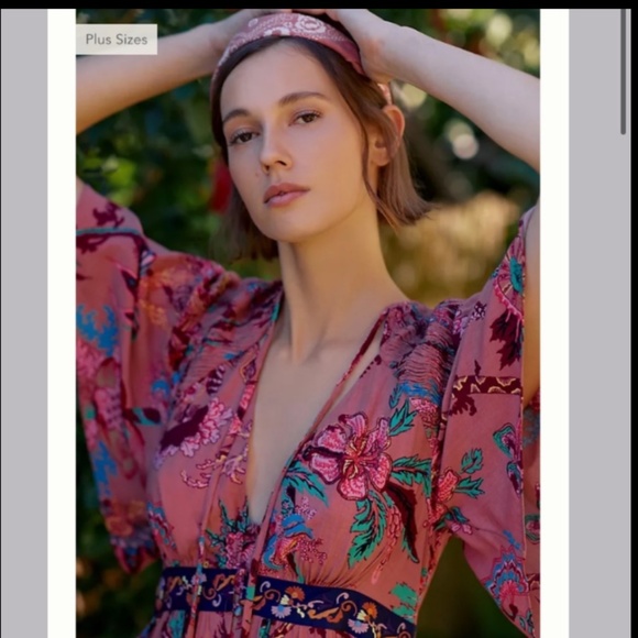 Anthropologie Floral Maxi Dress - Pink and Blue - Picture 4 of 14